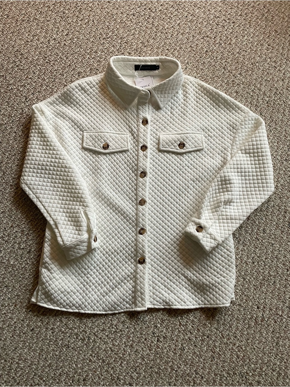 Quilted Utility Shacket in Ivory - Women's